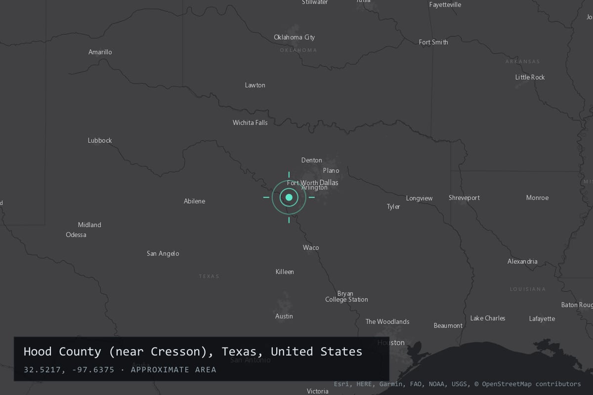Where it happened: Hood County (near Cresson), Texas, United States