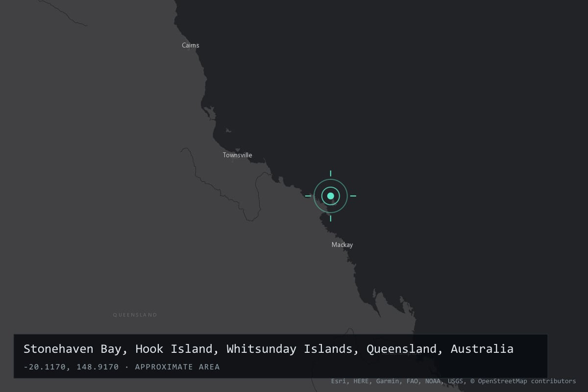 Where it happened: Stonehaven Bay, Hook Island, Whitsunday Islands, Queensland, Australia
