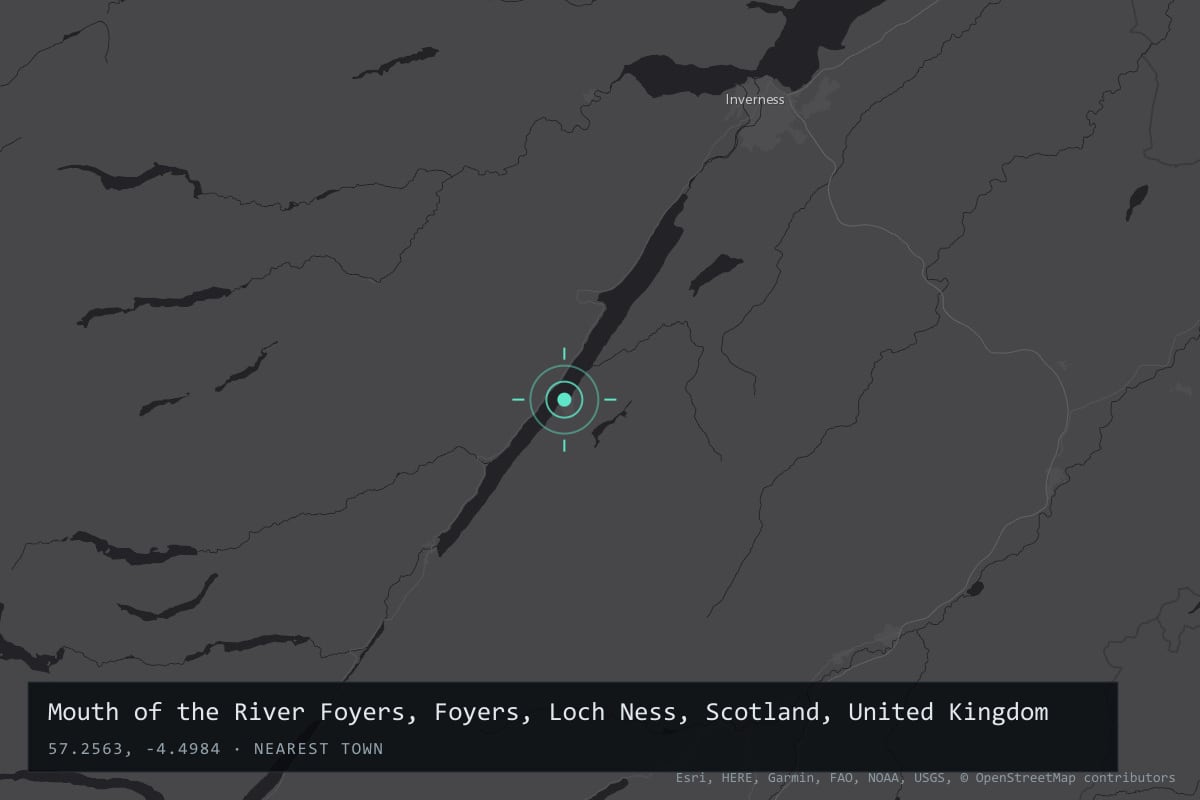 Where it happened: Mouth of the River Foyers, Foyers, Loch Ness, Scotland, United Kingdom