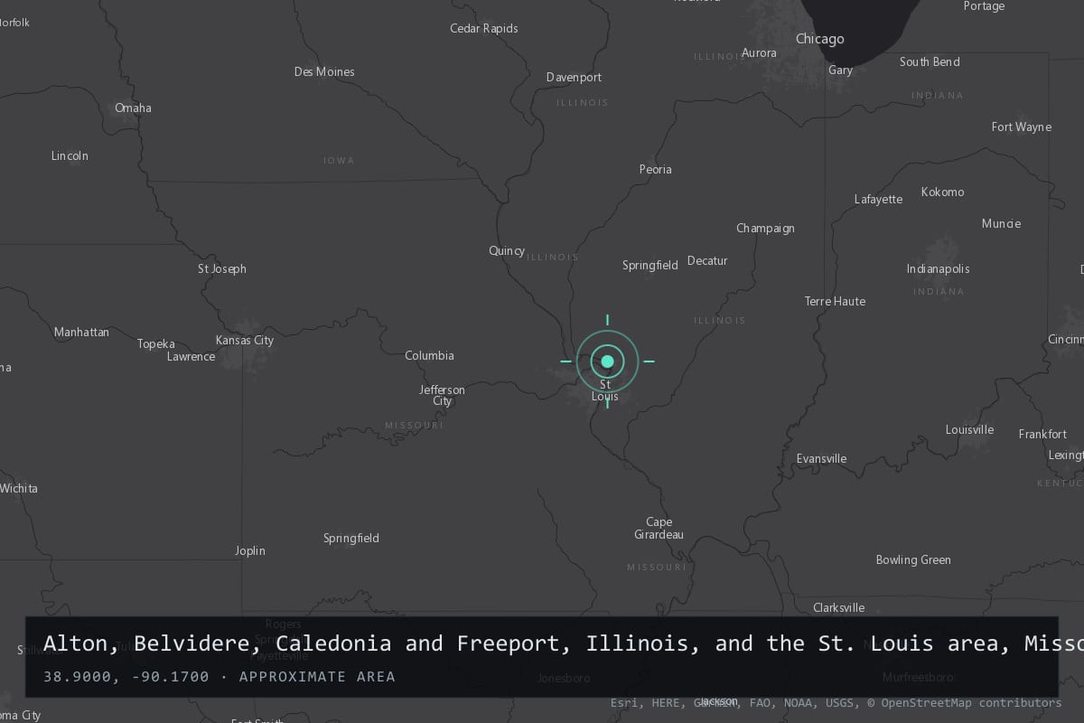 Where it happened: Alton, Belvidere, Caledonia and Freeport, Illinois, and the St. Louis area, Missouri, United States