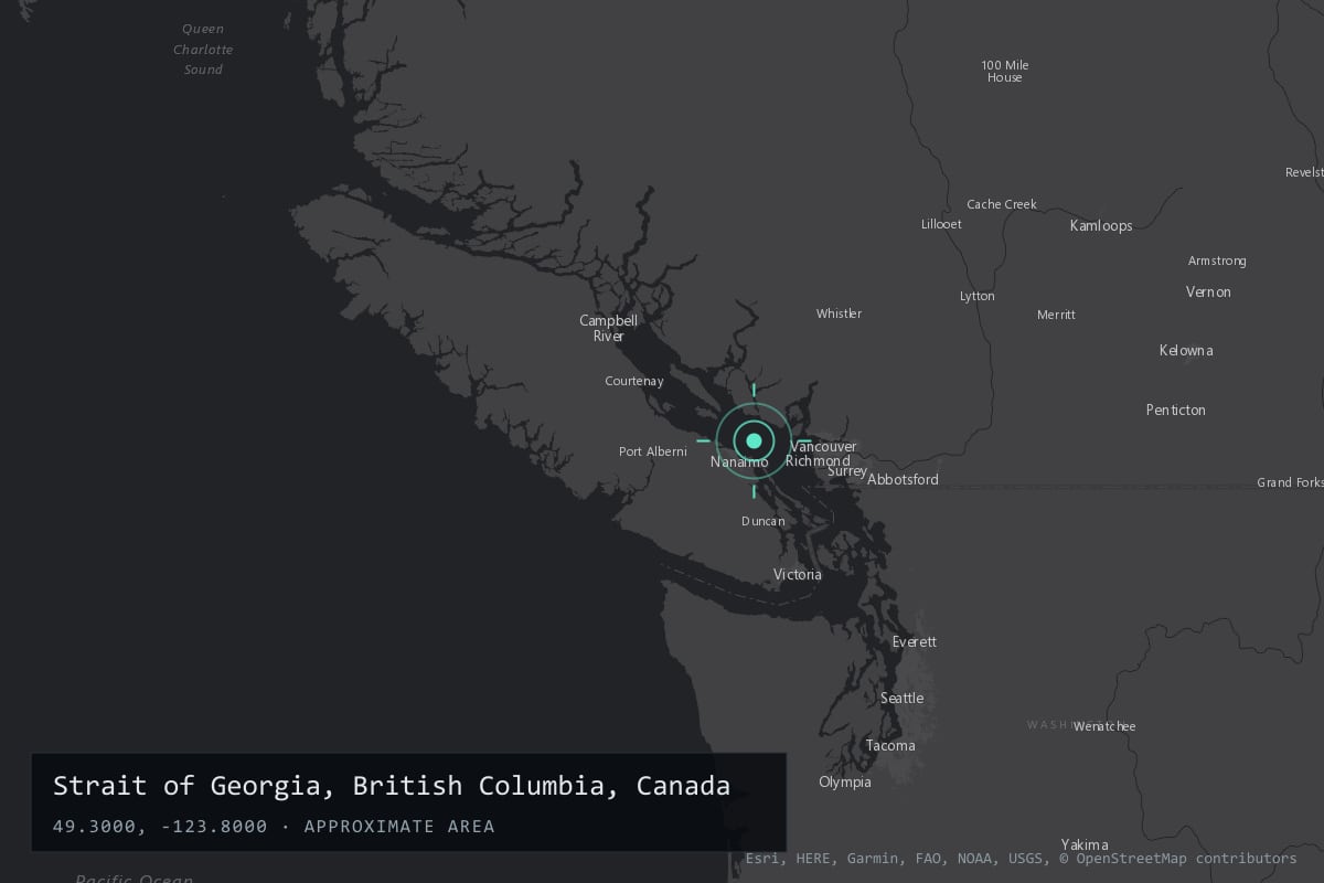 Where it happened: Strait of Georgia, British Columbia, Canada