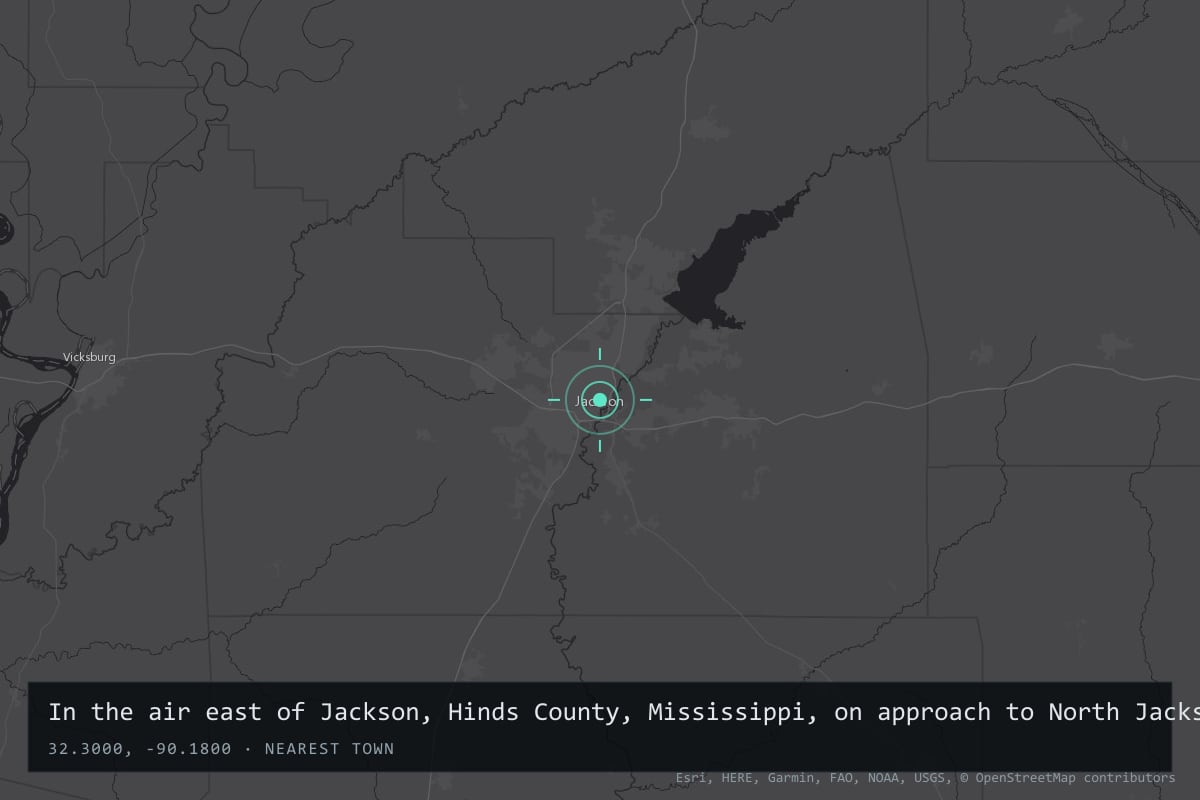 Where it happened: In the air east of Jackson, Hinds County, Mississippi, on approach to North Jackson Airpark, United States