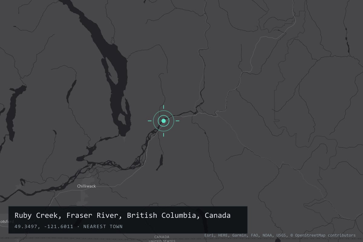 Where it happened: Ruby Creek, Fraser River, British Columbia, Canada