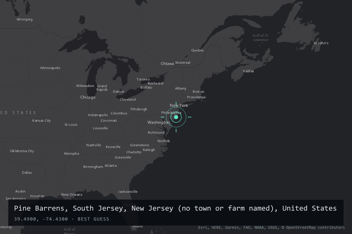Where it happened: Pine Barrens, South Jersey, New Jersey (no town or farm named), United States