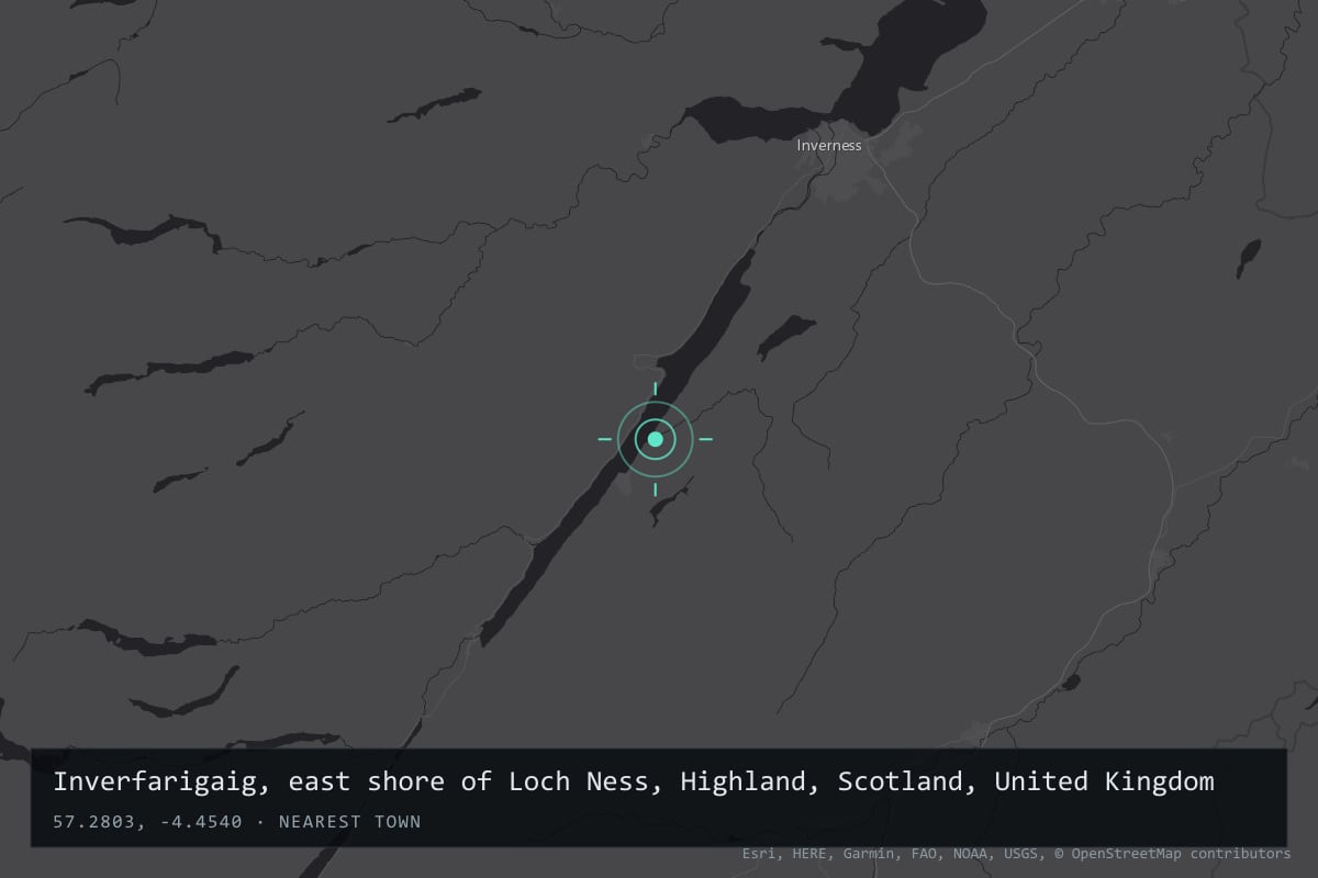 Where it happened: Inverfarigaig, east shore of Loch Ness, Highland, Scotland, United Kingdom