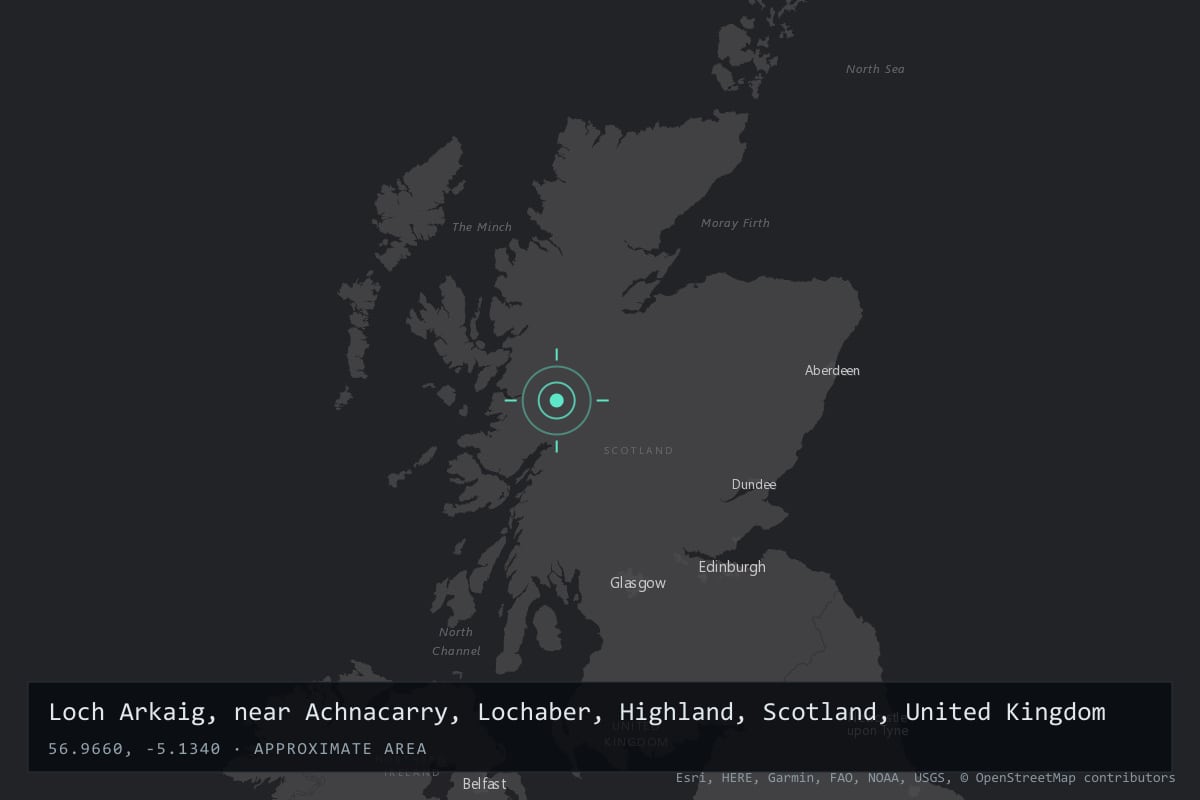 Where it happened: Loch Arkaig, near Achnacarry, Lochaber, Highland, Scotland, United Kingdom