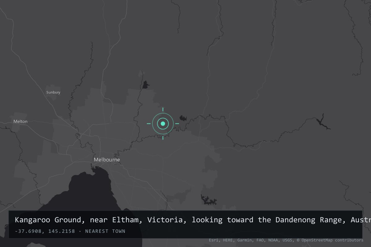 Where it happened: Kangaroo Ground, near Eltham, Victoria, looking toward the Dandenong Range, Australia