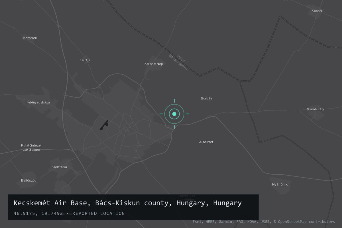 Where it happened: Kecskemét Air Base, Bács-Kiskun county, Hungary, Hungary