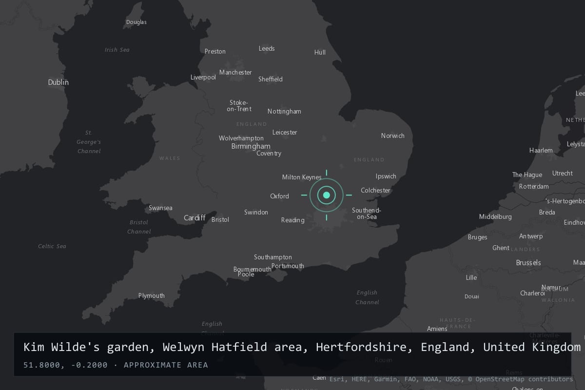 Where it happened: Kim Wilde's garden, Hertfordshire, England, United Kingdom