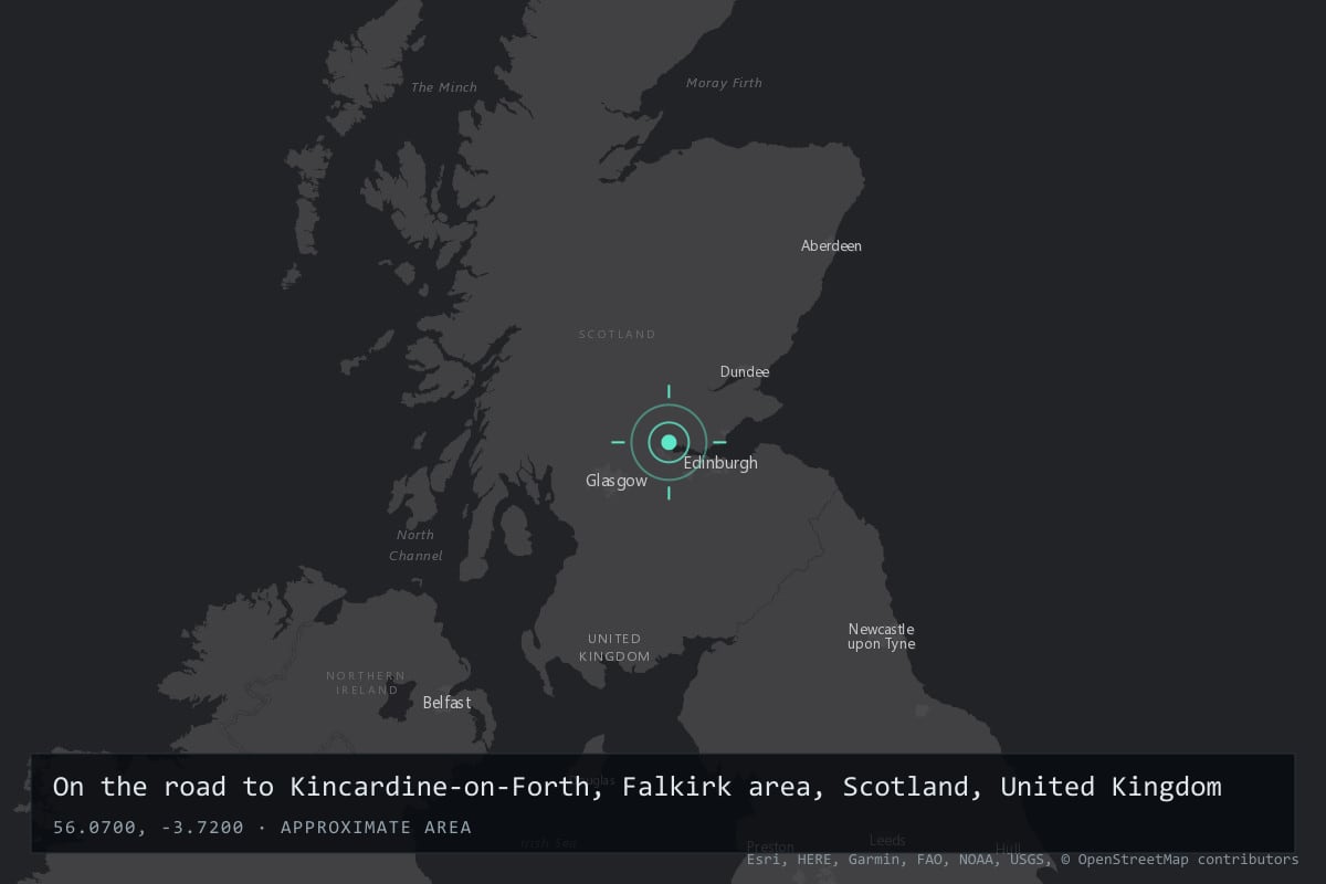 Where it happened: On the road to Kincardine-on-Forth, Falkirk area, Scotland, United Kingdom