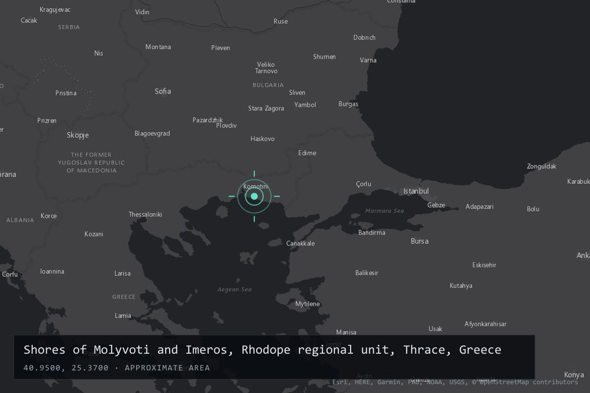 Where it happened: Shores of Molyvoti and Imeros, Rhodope regional unit, Thrace, Greece