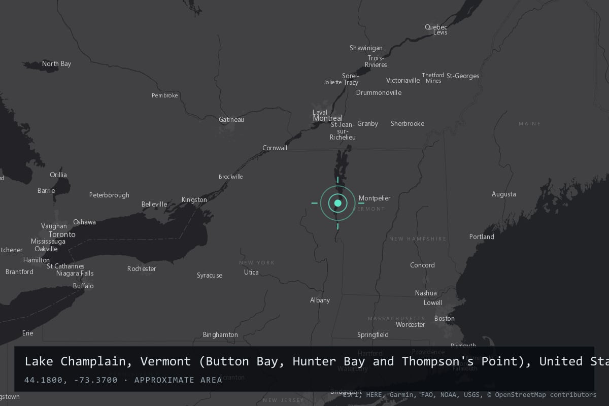 Where it happened: Lake Champlain, Vermont (Button Bay, Hunter Bay and Thompson's Point), United States