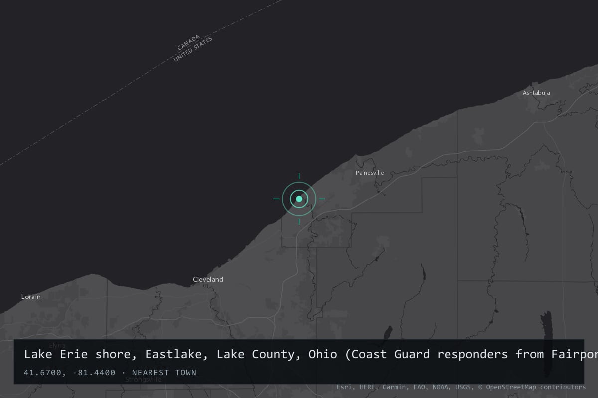 Where it happened: Lake Erie shore, Eastlake, Lake County, Ohio (Coast Guard responders from Fairport Harbor), United States