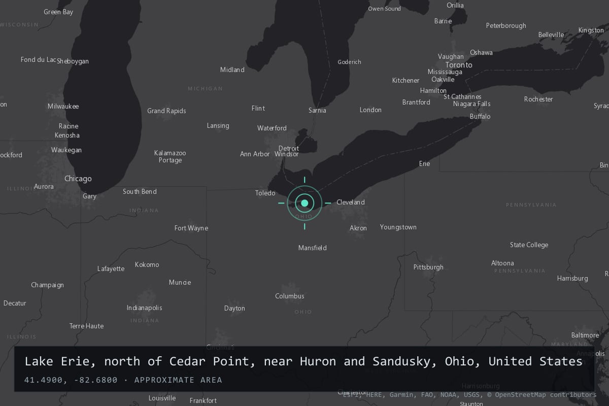 Where it happened: Lake Erie, north of Cedar Point, near Huron and Sandusky, Ohio, United States