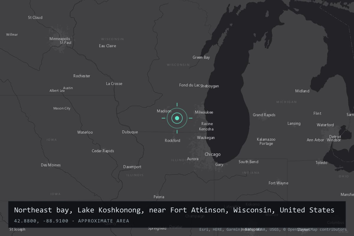 Where it happened: Northeast bay, Lake Koshkonong, near Fort Atkinson, Wisconsin, United States