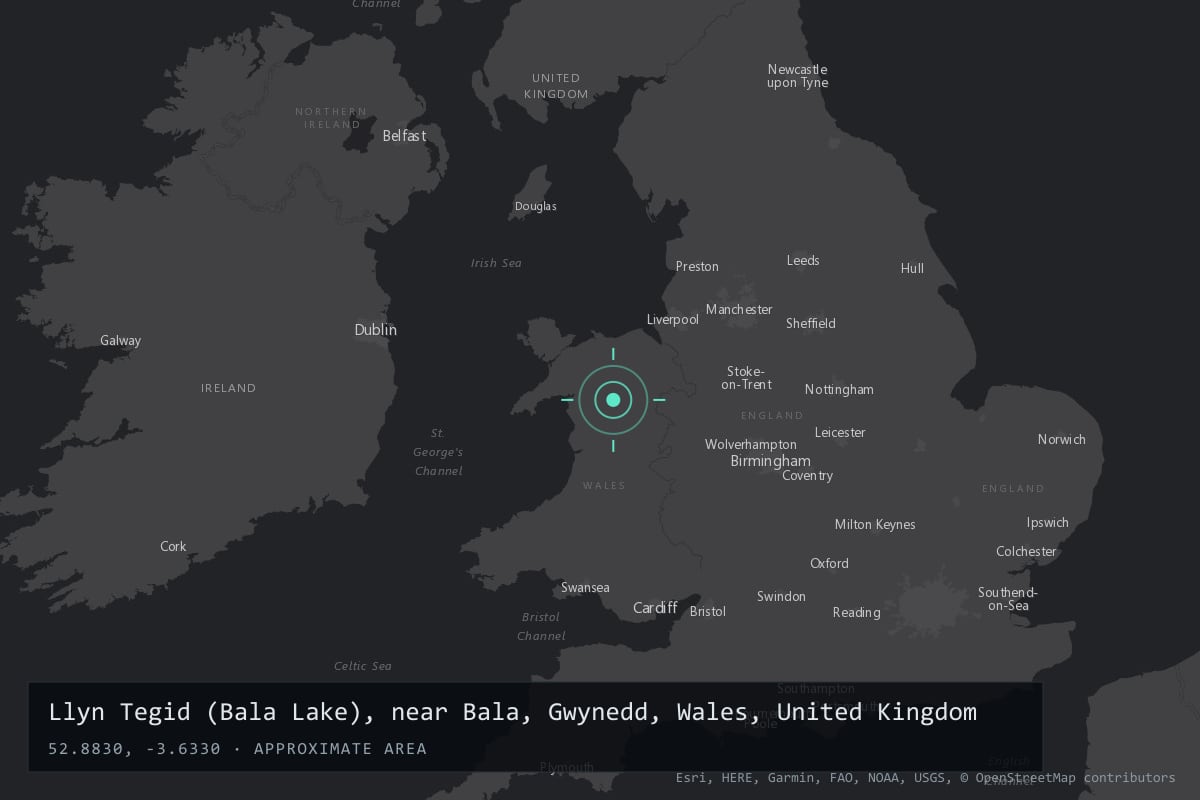 Where it happened: Llyn Tegid (Bala Lake), near Bala, Gwynedd, Wales, United Kingdom