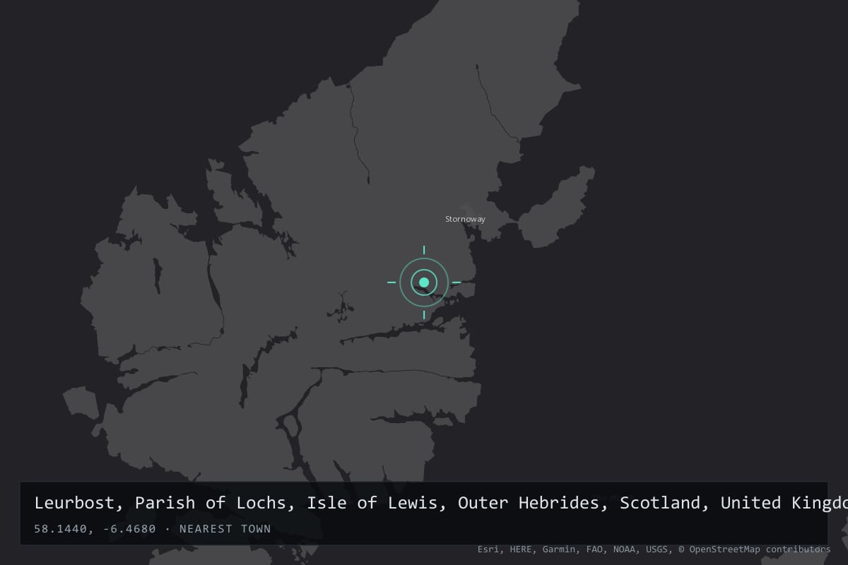 Where it happened: Leurbost, Parish of Lochs, Isle of Lewis, Outer Hebrides, Scotland, United Kingdom