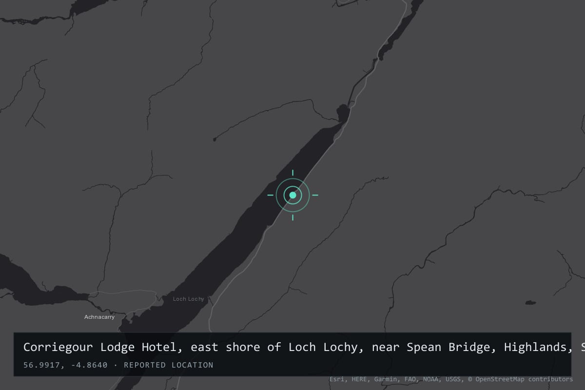 Where it happened: Corriegour Lodge Hotel, east shore of Loch Lochy, near Spean Bridge, Highlands, Scotland, United Kingdom