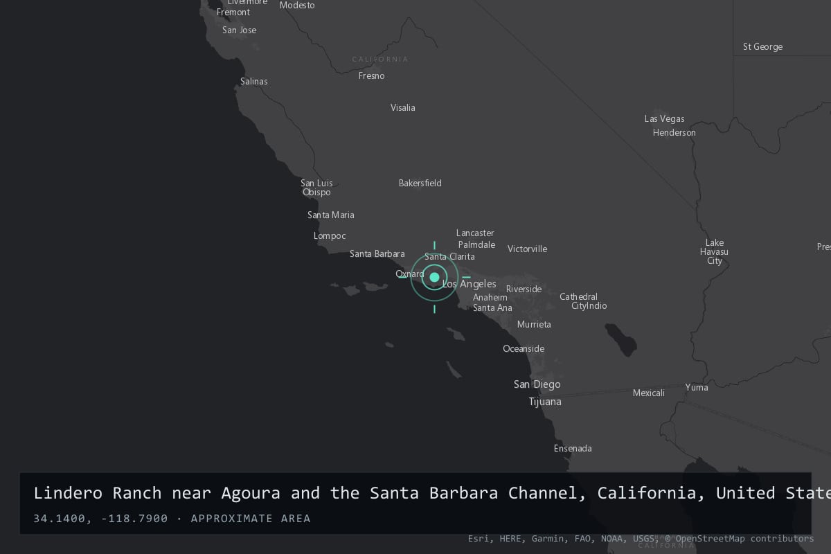 Where it happened: Lindero Ranch near Agoura and the Santa Barbara Channel, California, United States