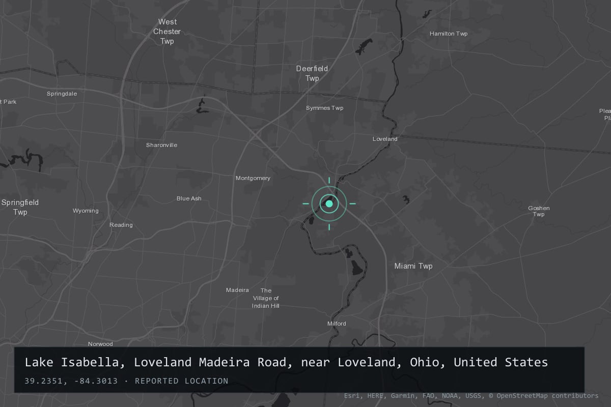 Where it happened: Lake Isabella, Loveland Madeira Road, near Loveland, Ohio, United States