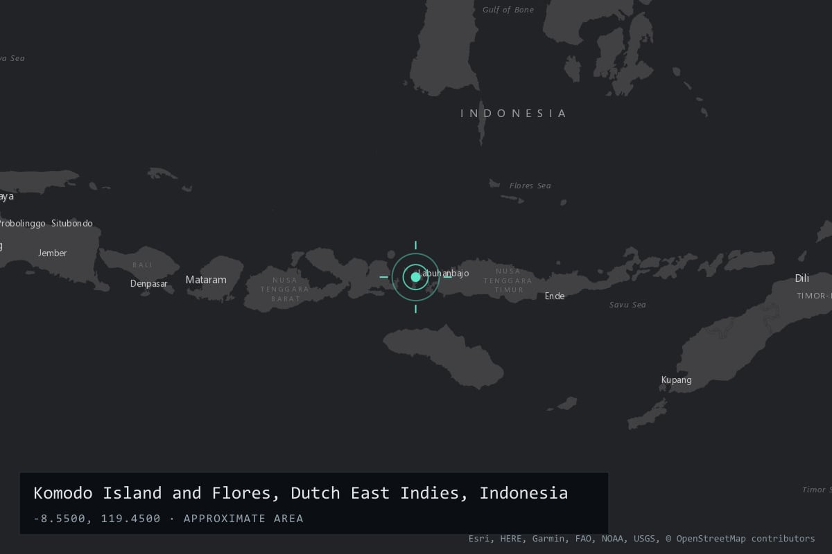 Where it happened: Komodo Island and Flores, Dutch East Indies, Indonesia