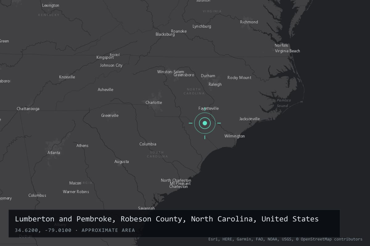 Where it happened: Lumberton and Pembroke, Robeson County, North Carolina, United States