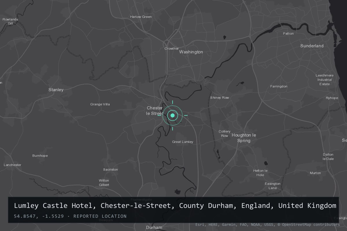 Where it happened: Lumley Castle Hotel, Chester-le-Street, County Durham, England, United Kingdom