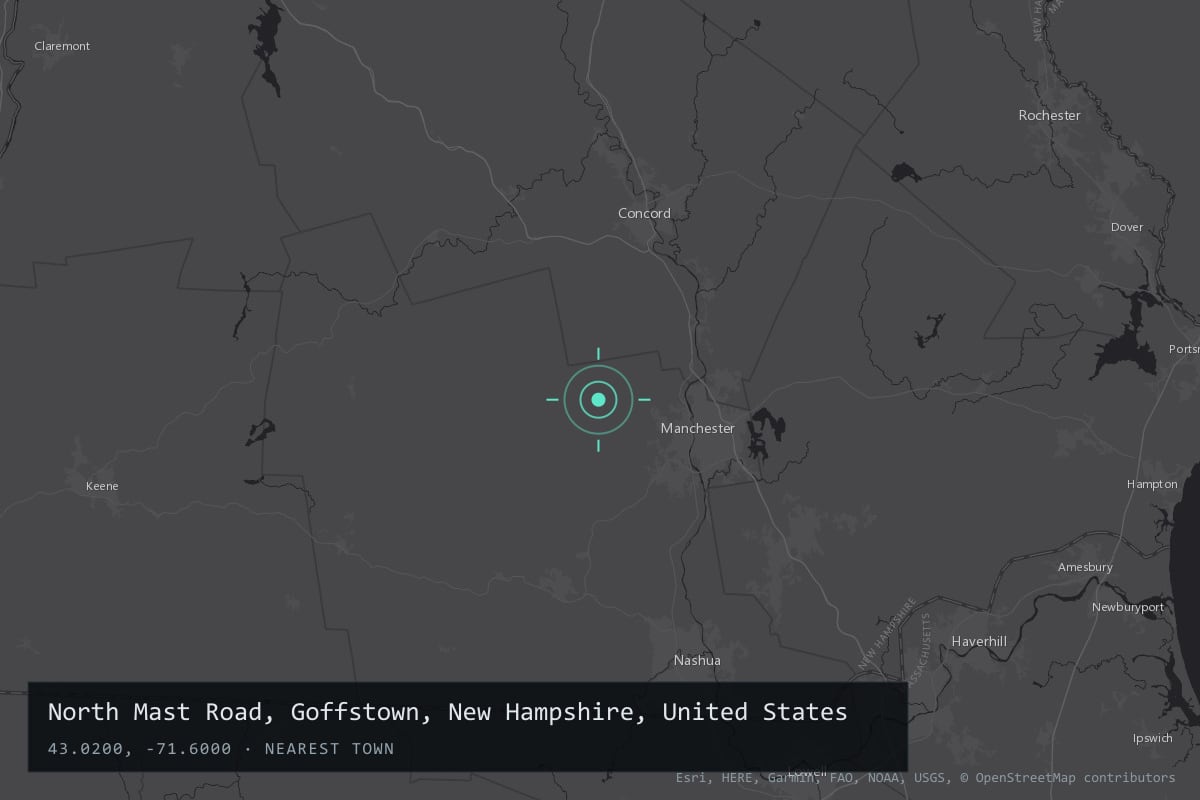 Where it happened: North Mast Road, Goffstown, New Hampshire, United States