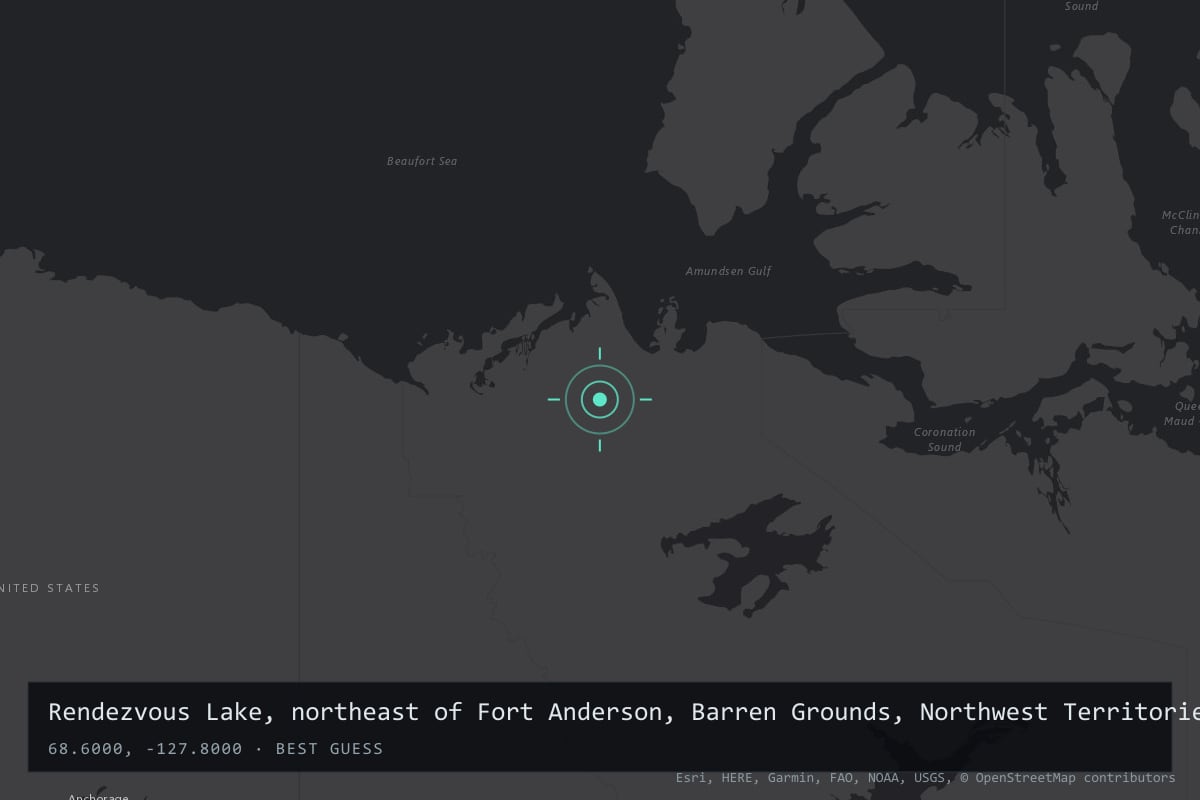 Where it happened: Rendezvous Lake, northeast of Fort Anderson, Barren Grounds, Northwest Territories, Canada