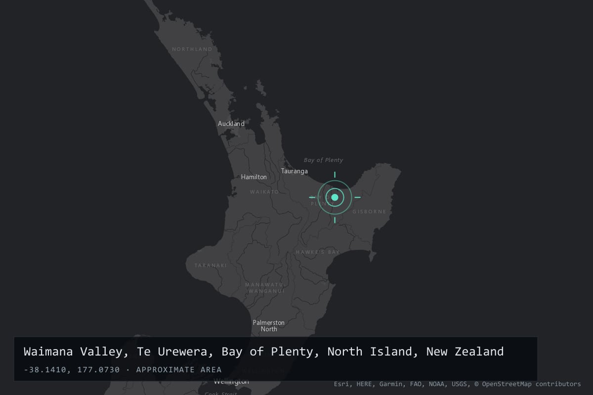 Where it happened: Waimana Valley, Te Urewera, Bay of Plenty, North Island, New Zealand