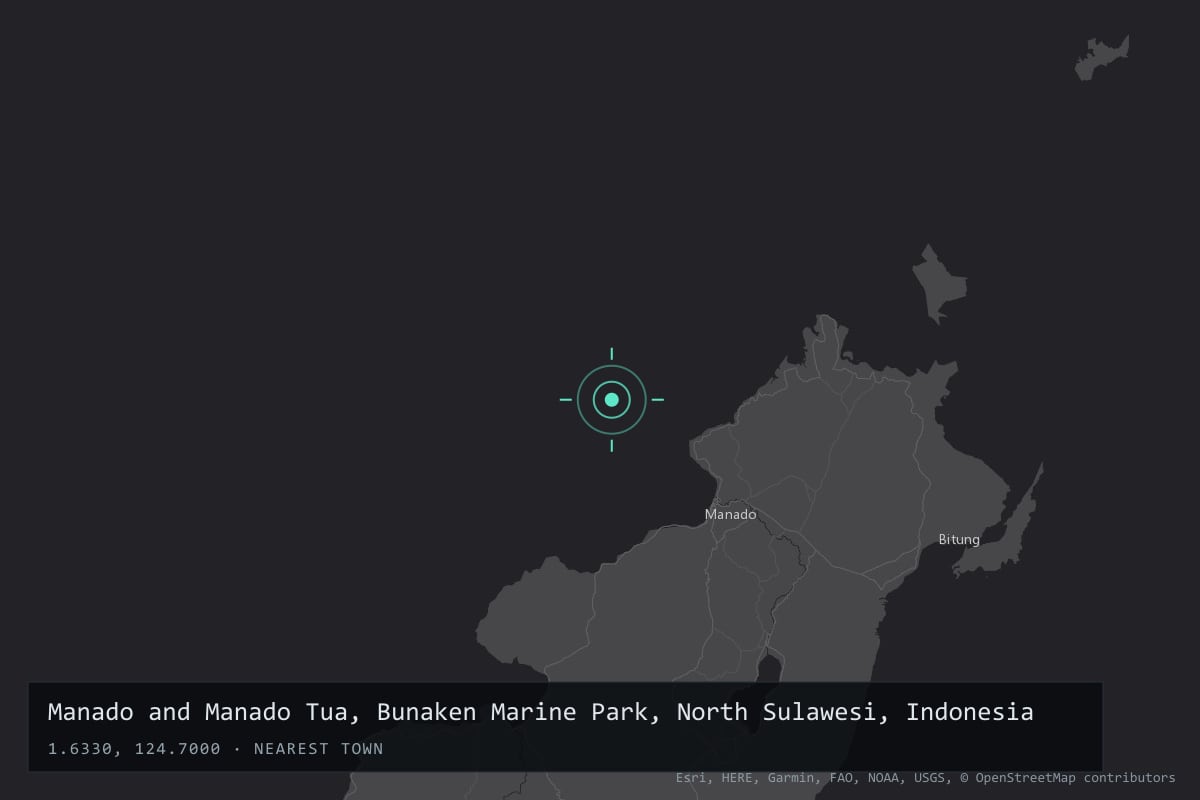 Where it happened: Manado and Manado Tua, Bunaken Marine Park, North Sulawesi, Indonesia