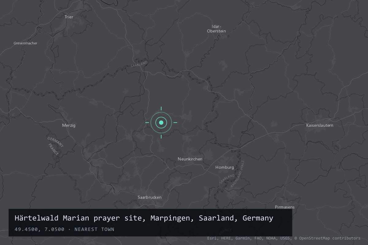 Where it happened: Härtelwald Marian prayer site, Marpingen, Saarland, Germany