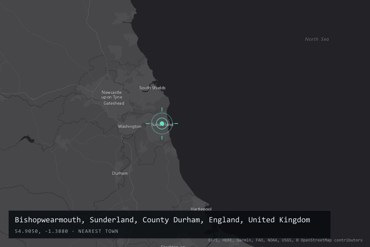Where it happened: Bishopwearmouth, Sunderland, County Durham, England, United Kingdom