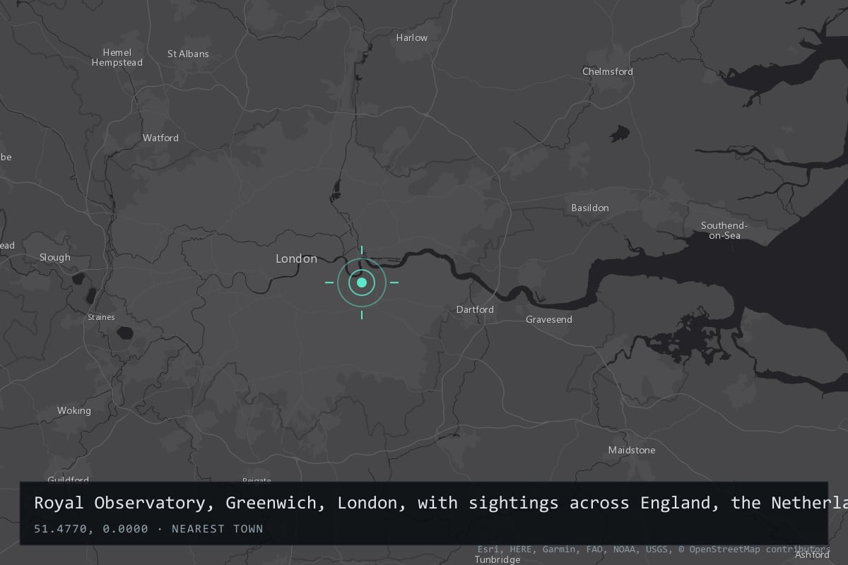 Where it happened: Royal Observatory, Greenwich, London, with sightings across England, the Netherlands, Belgium and France.