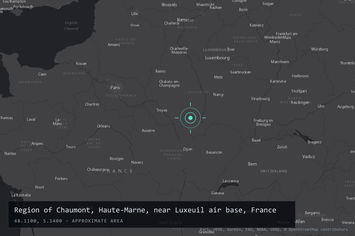 Where it happened: Region of Chaumont, Haute-Marne, near Luxeuil air base, France
