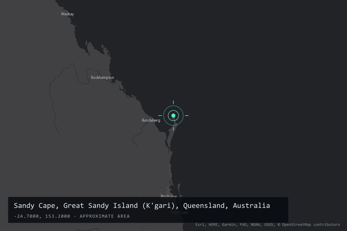 Where it happened: Sandy Cape, Great Sandy Island (K'gari), Queensland, Australia