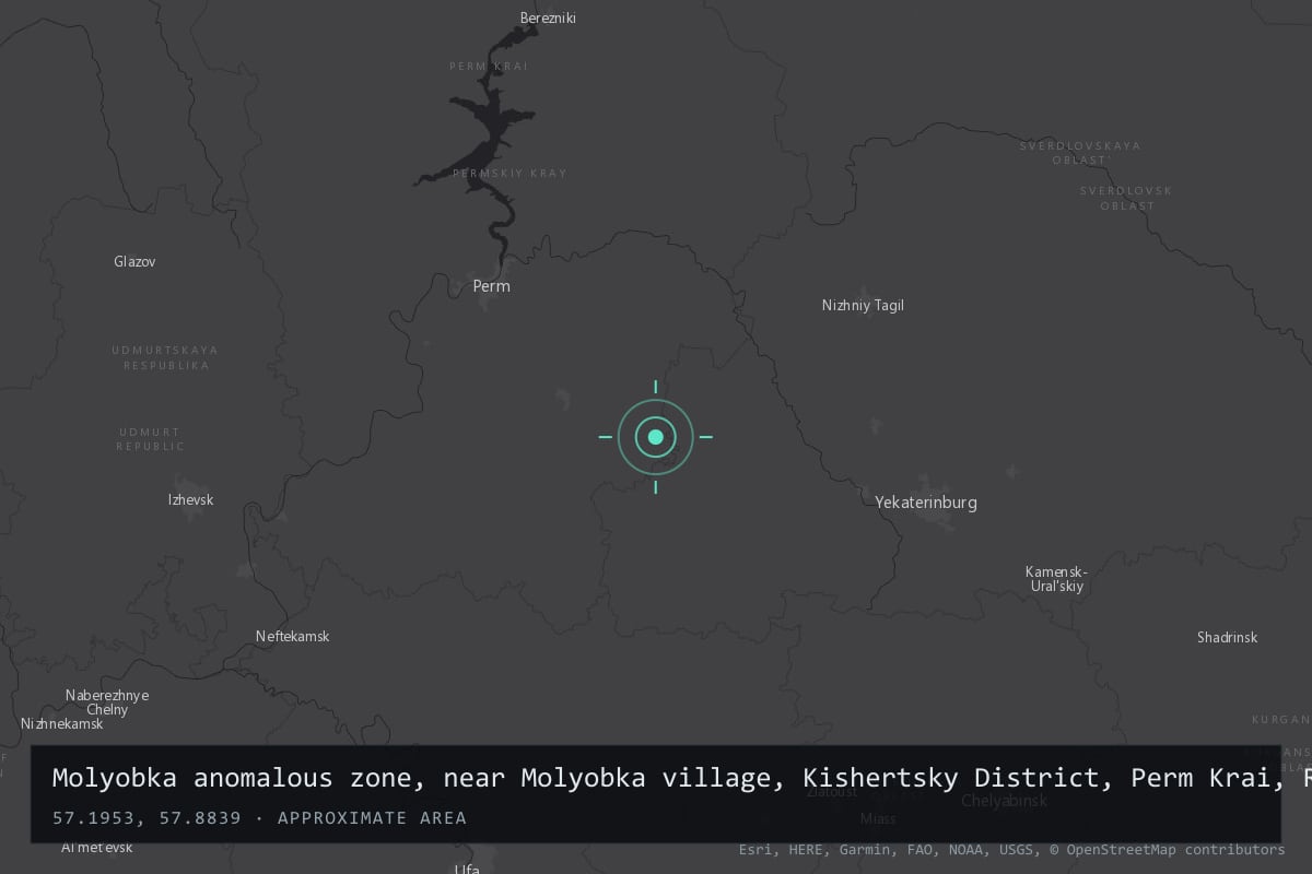 Where it happened: Molyobka anomalous zone, near Molyobka village, Kishertsky District, Perm Krai, Russia