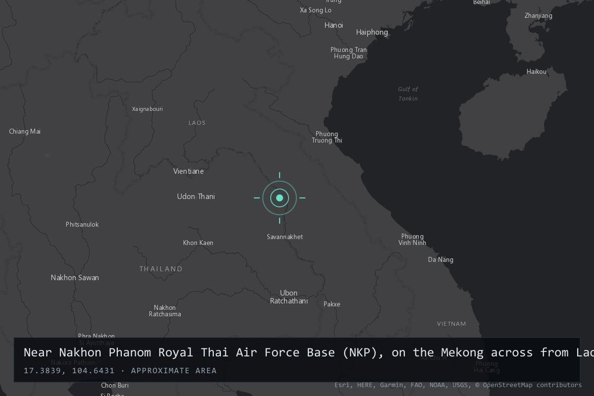 Where it happened: Near Nakhon Phanom Royal Thai Air Force Base (NKP), on the Mekong across from Laos, Thailand
