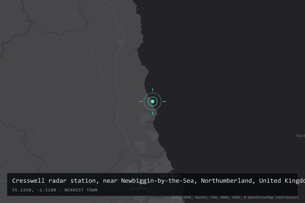 Where it happened: Cresswell radar station, near Newbiggin-by-the-Sea, Northumberland, United Kingdom