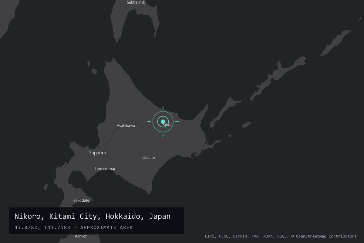 Where it happened: Nikoro, Kitami City, Hokkaido, Japan
