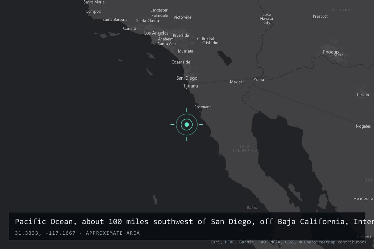 Where it happened: Pacific Ocean, about 100 miles southwest of San Diego, off Baja California, International waters (Pacific Ocean)