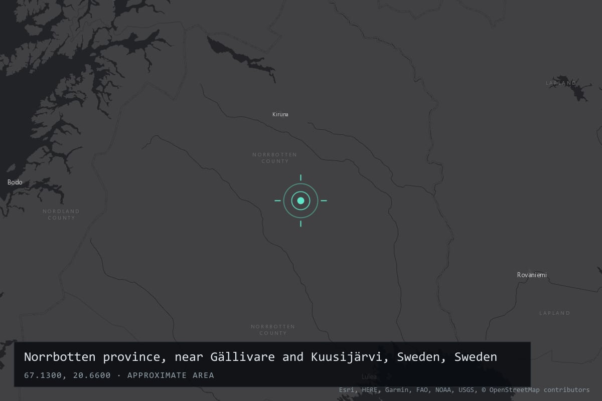 Where it happened: Norrbotten province, near Gällivare and Kuusijärvi, Sweden, Sweden