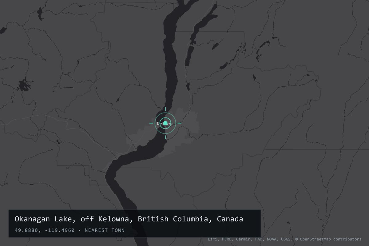 Where it happened: Okanagan Lake, off Kelowna, British Columbia, Canada