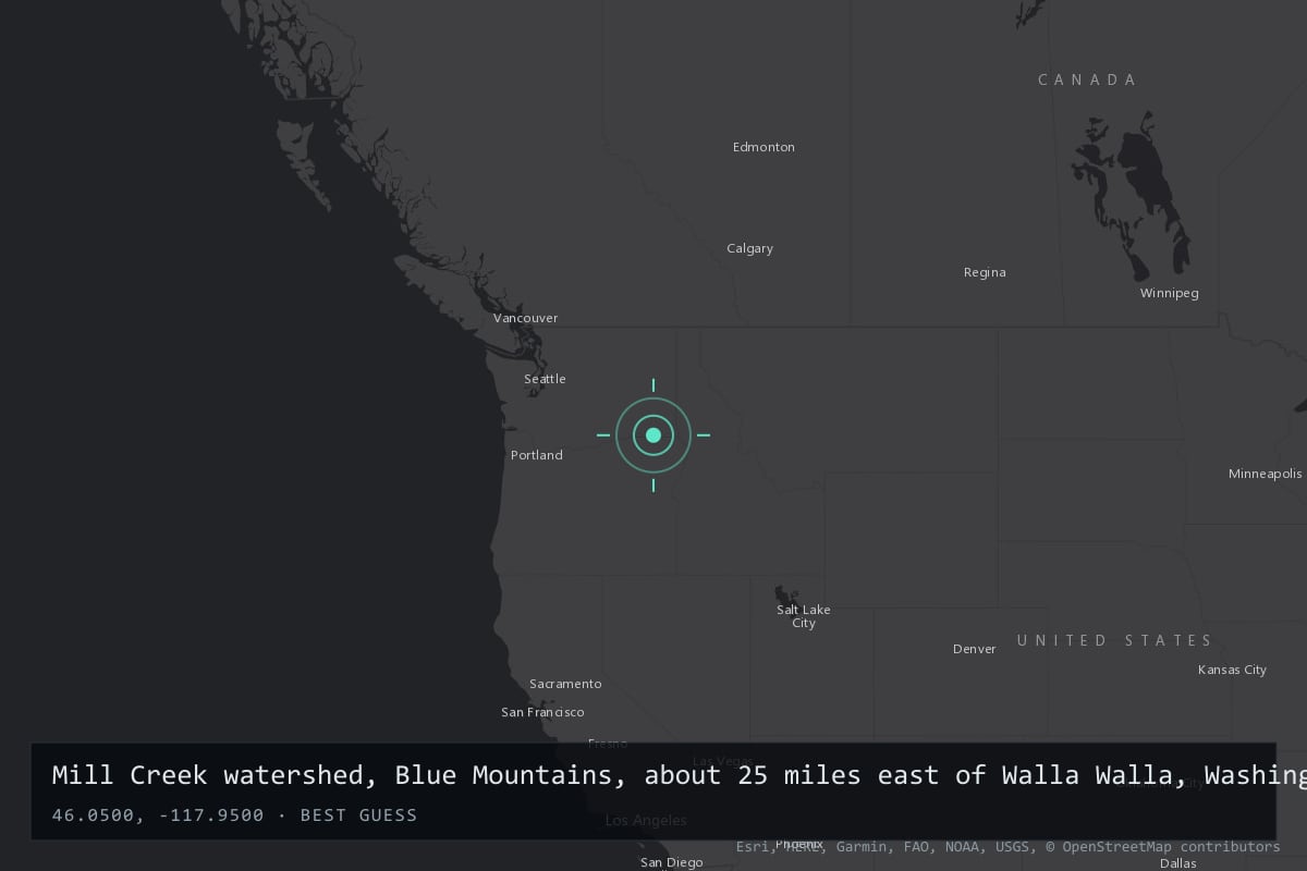 Where it happened: Mill Creek watershed, Blue Mountains, about 25 miles east of Walla Walla, Washington, United States