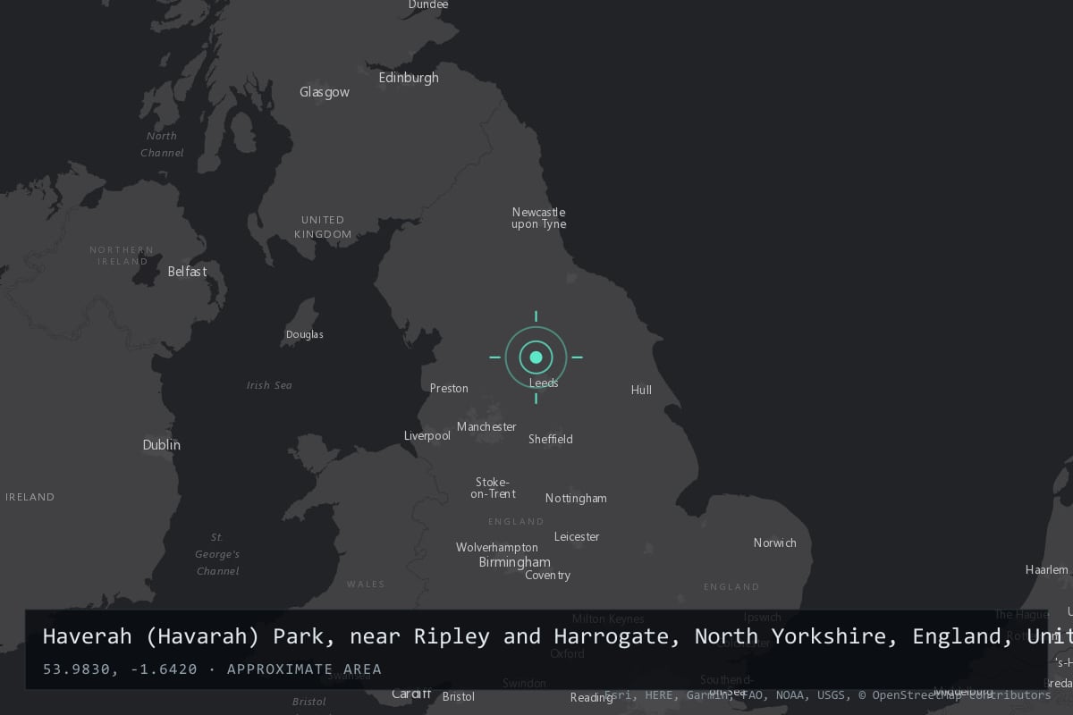 Where it happened: Haverah (Havarah) Park, near Ripley and Harrogate, North Yorkshire, England, United Kingdom