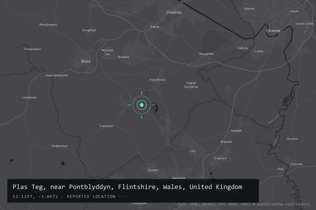 Where it happened: Plas Teg, near Pontblyddyn, Flintshire, Wales, United Kingdom
