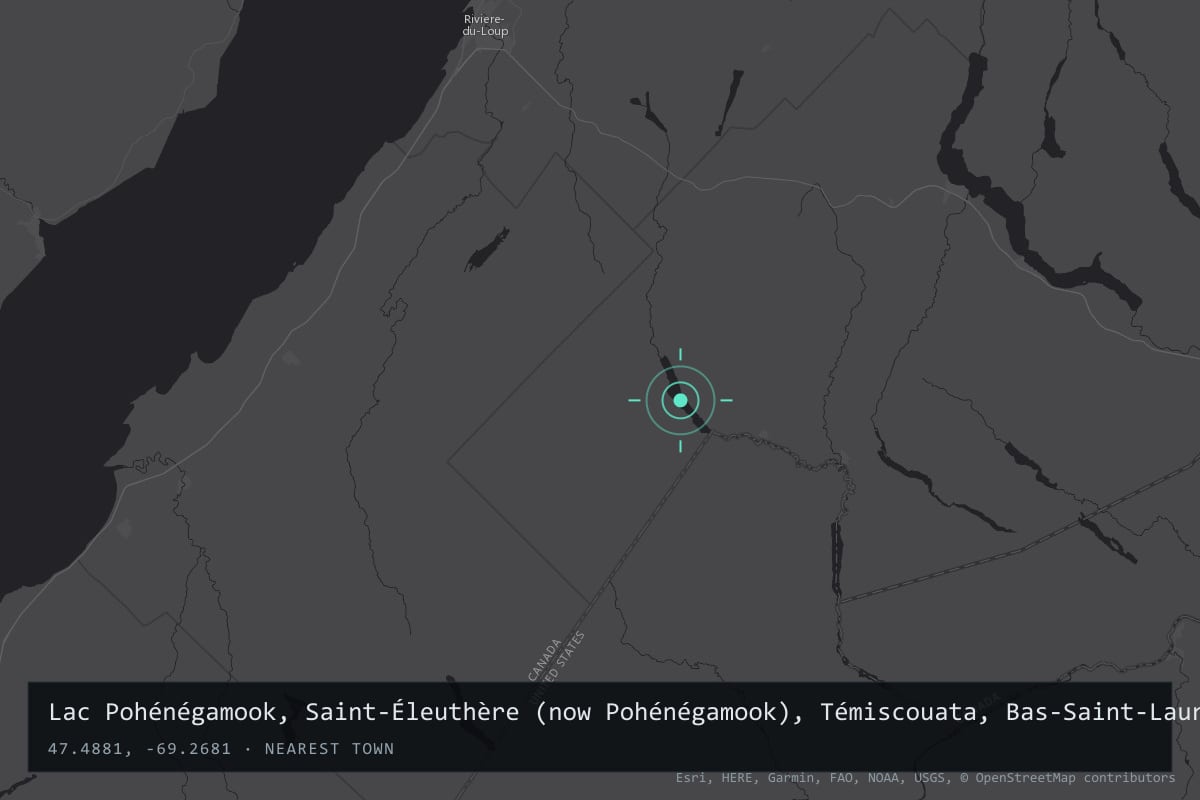 Where it happened: Lac Pohénégamook, Saint-Éleuthère (now Pohénégamook), Témiscouata, Bas-Saint-Laurent, Quebec, Canada