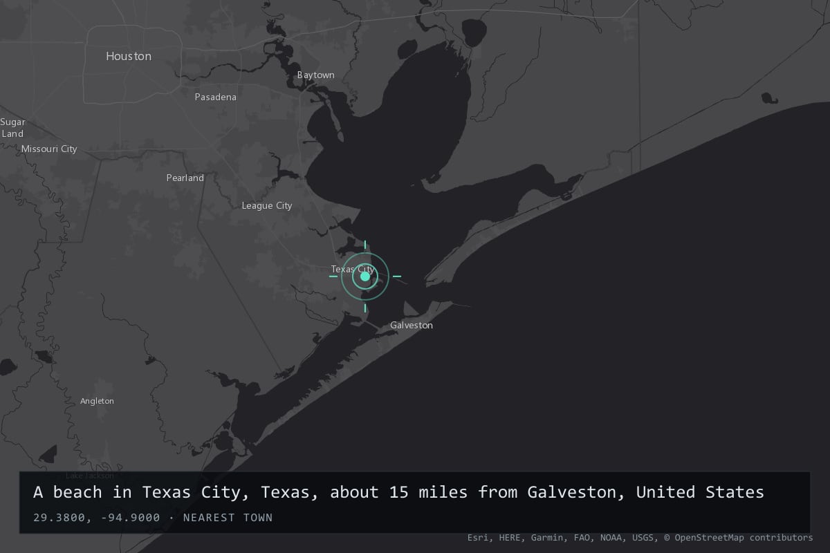Where it happened: A beach in Texas City, Texas, about 15 miles from Galveston, United States