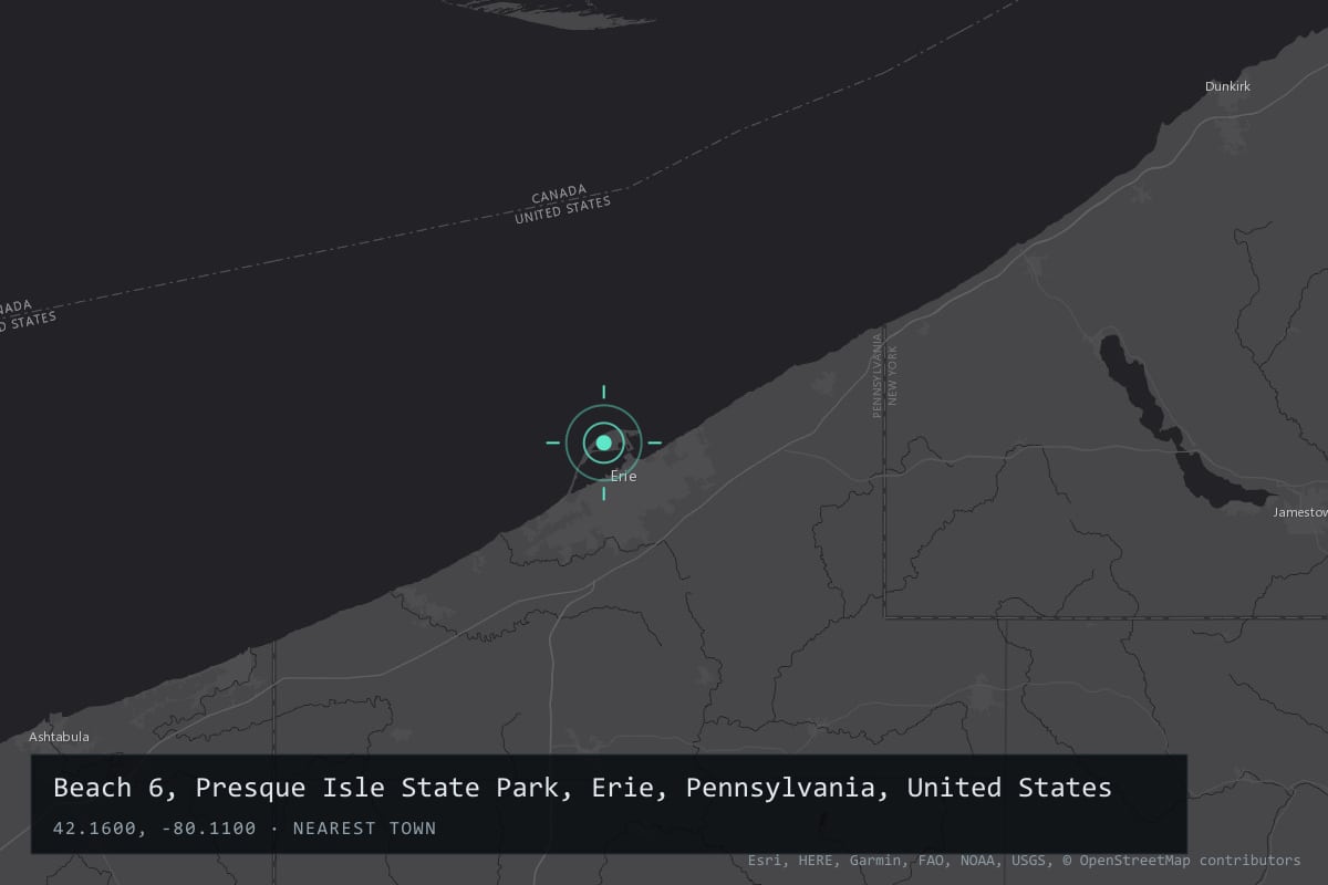 Where it happened: Beach 6, Presque Isle State Park, Erie, Pennsylvania, United States