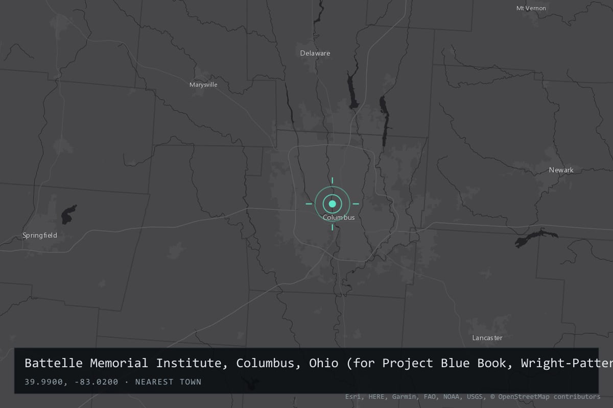 Where it happened: Battelle Memorial Institute, Columbus, Ohio (for Project Blue Book, Wright-Patterson Air Force Base), United States